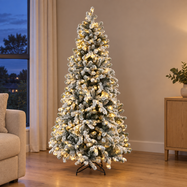 6FT Snow-Flocked Christmas Tree with 350 LED Lights