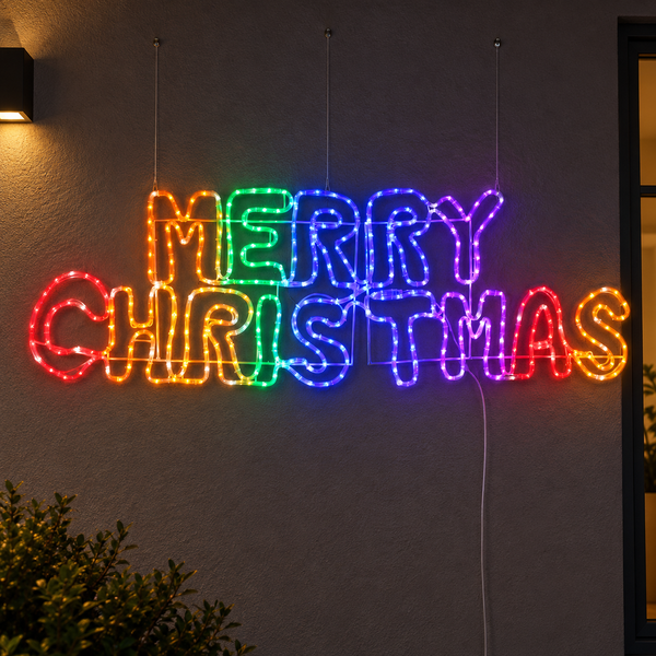 160CM Merry Christmas Motif with 360 Multicolour LEDs