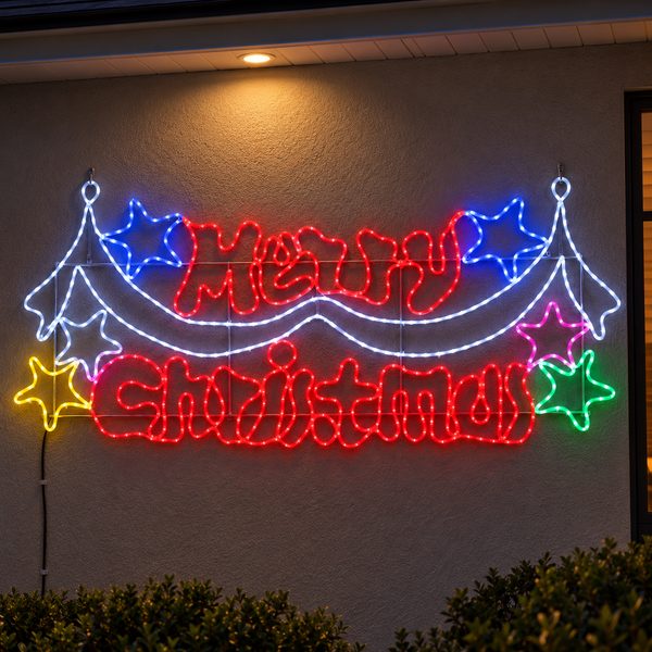 191CM Merry Christmas Motif with 612 Multicolour LEDs