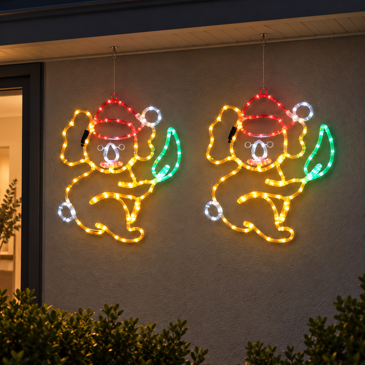 48CM Christmas Koala Motif Pair with Multicolour LEDs