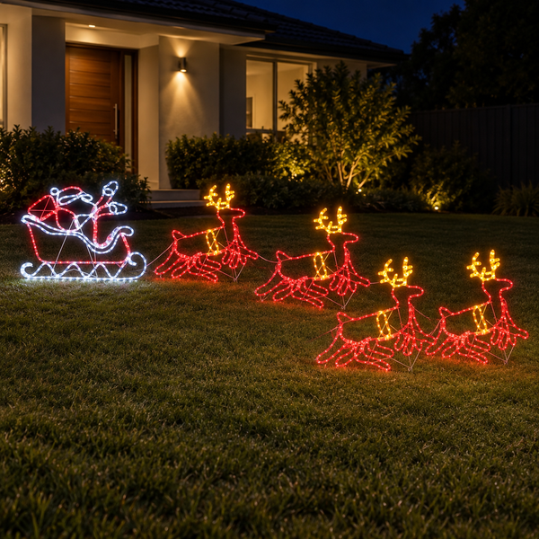 5 Piece Santa & Reindeer Motif Set with 806 Multicolour LEDs