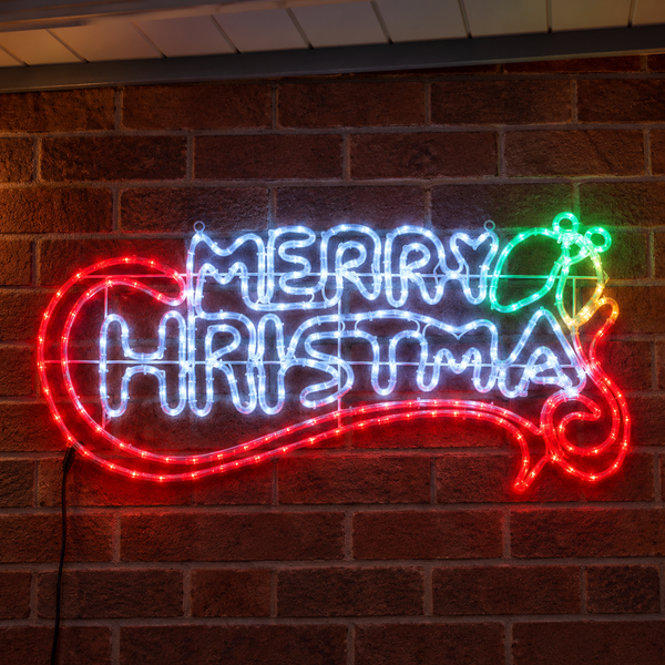 96CM Merry Christmas Stocking Motif with 288 Multicolour LEDs