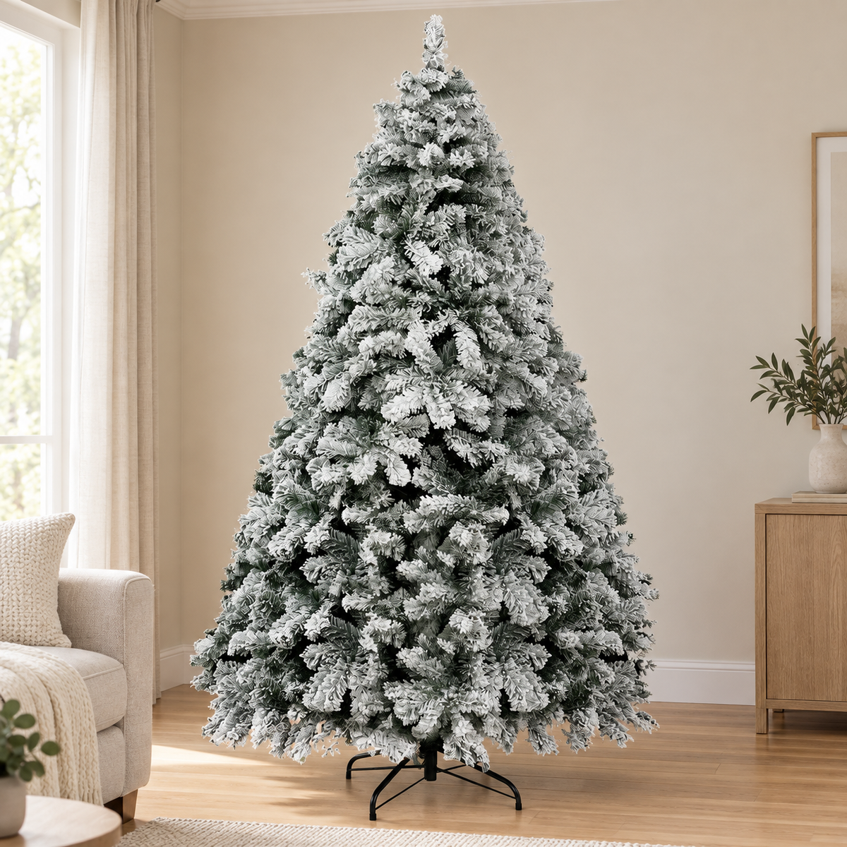 7FT Snow Flocked Christmas Tree with 780 Tips
