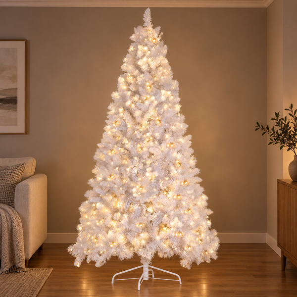 7FT White Christmas Tree with 500 LED Lights