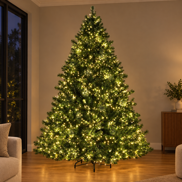 8FT Pre-Lit Fir Christmas Tree with 3190 Warm White LEDs
