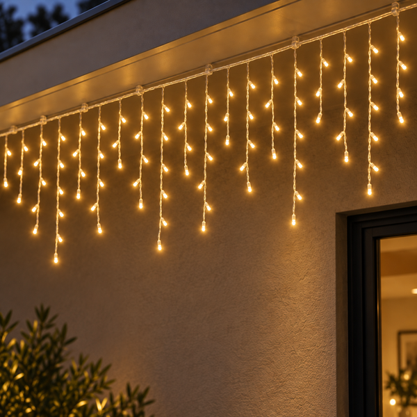 12.5M Icicle Christmas Lights with 500 Warm White LEDs