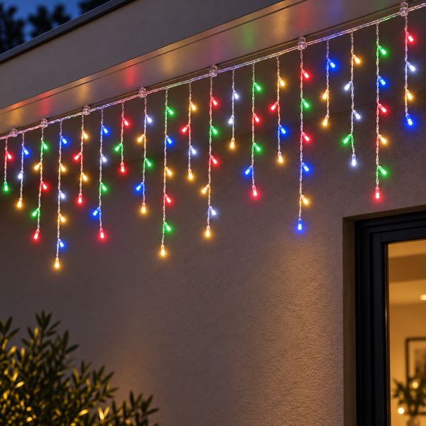 12.5M Solar Icicle Christmas Lights with 500 Multi-Colour LEDs