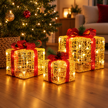 3 Piece Christmas Light Gift Boxes with 48 Warm White LEDs