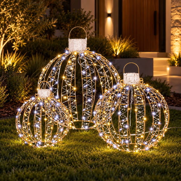 3 Piece Christmas Light Balls with 360 Warm & Cool White LEDs