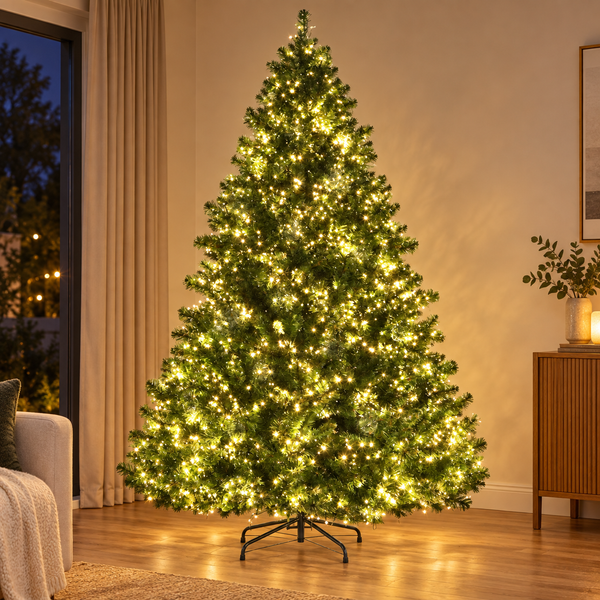 7FT Pre-Lit Spruce Christmas Tree with 3000 Warm White LEDs