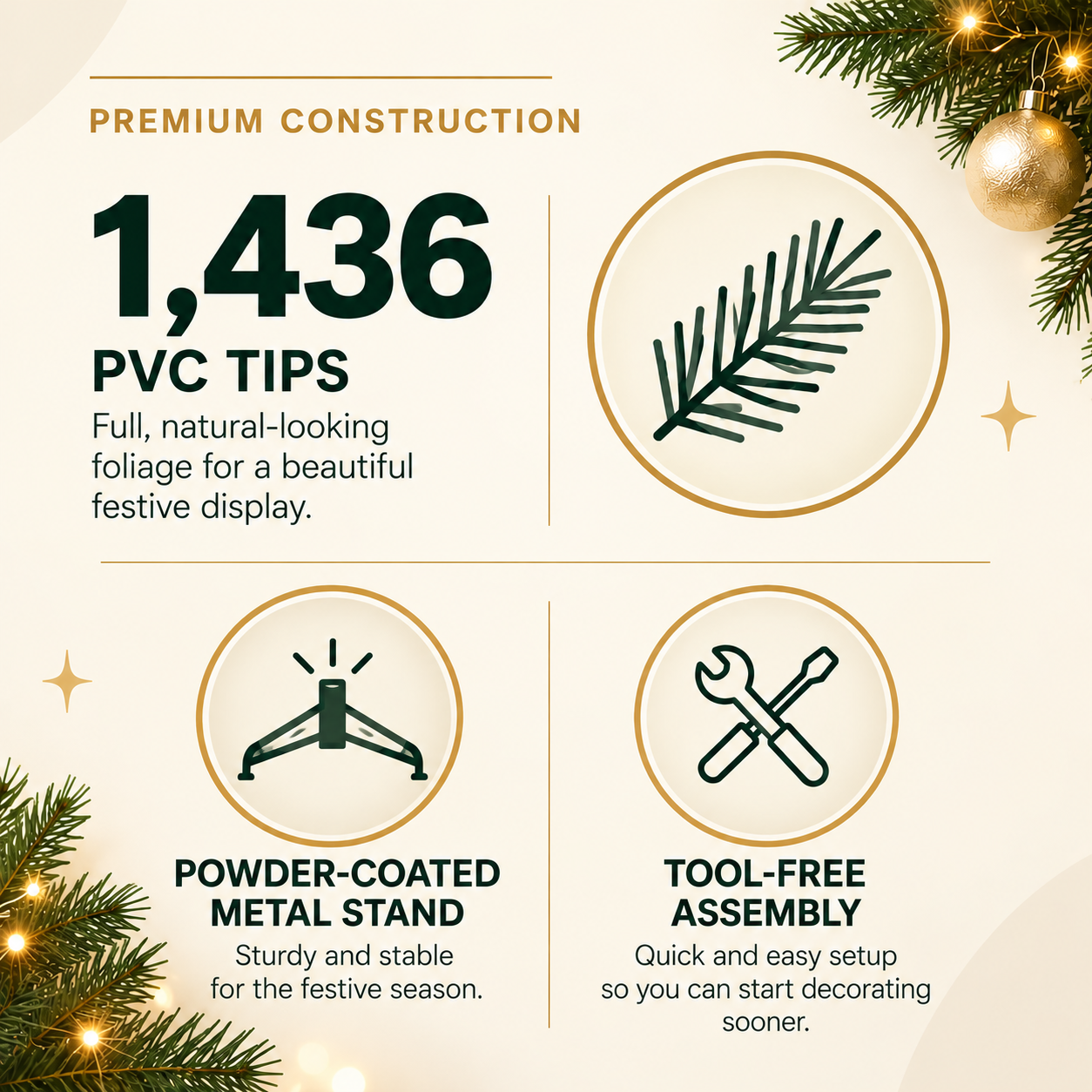 8FT Pre-Lit Fir Christmas Tree with 3190 Warm White LEDs