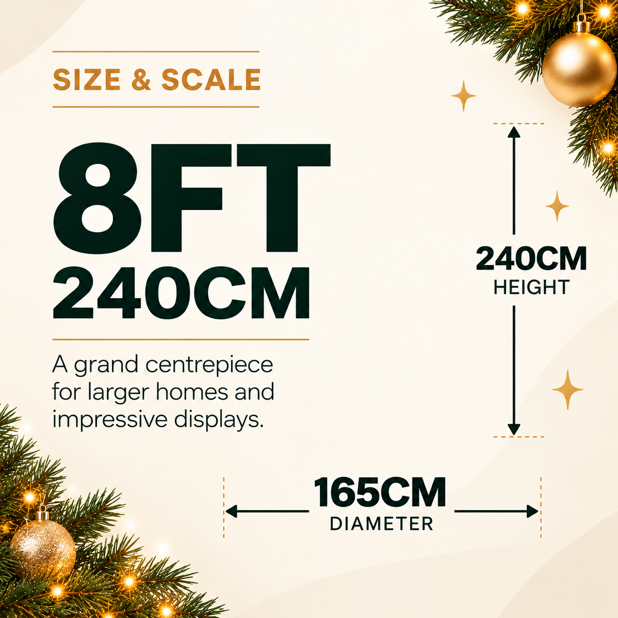8FT Premium Green Pine Christmas Tree with 2100 Tips