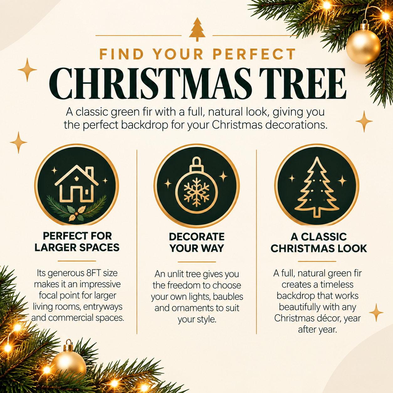 8FT Green Fir Christmas Tree with 1500 Tips