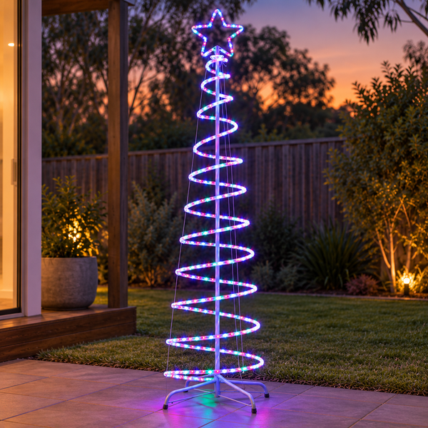 6FT Spiral LED Christmas Tree with Star & 288 Multicolour LEDs