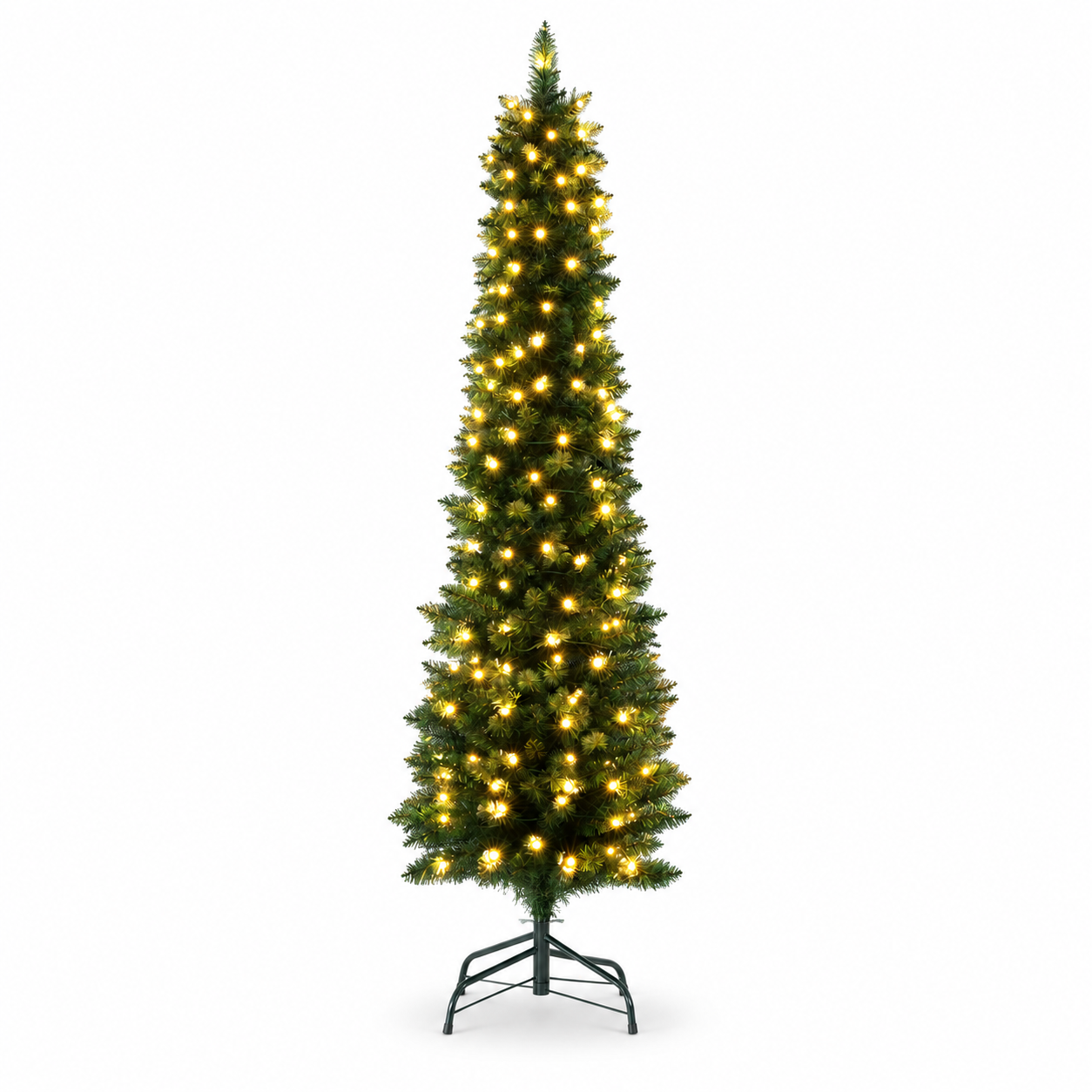 6FT Slim Pre-Lit Christmas Tree with 200 Warm White LEDs