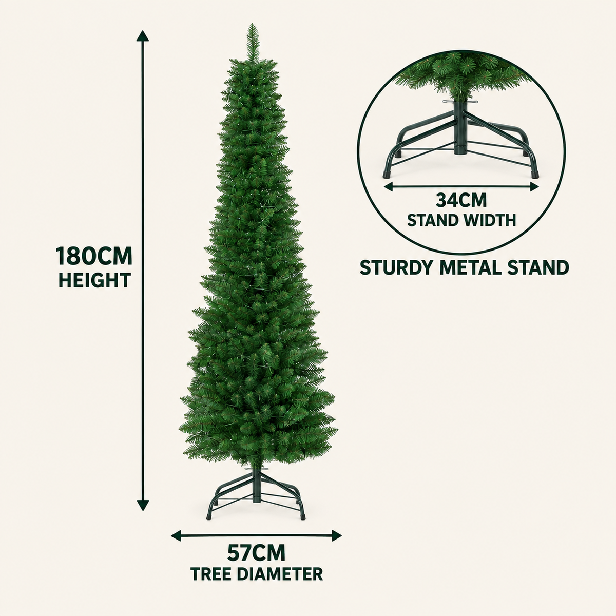 6FT Slim Pre-Lit Christmas Tree with 200 Warm White LEDs