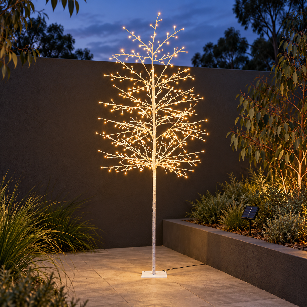 7FT Solar Warm White LED Twig Christmas Tree – 480 LEDs