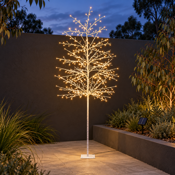 7FT Solar Warm White LED Twig Christmas Tree – 480 LEDs