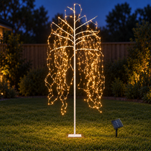 7FT Solar Weeping Willow LED Christmas Tree with 600 Warm White LEDs