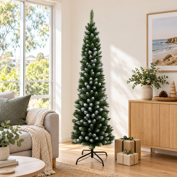 6FT Slim Snow-Tipped Christmas Tree with 300 Tips