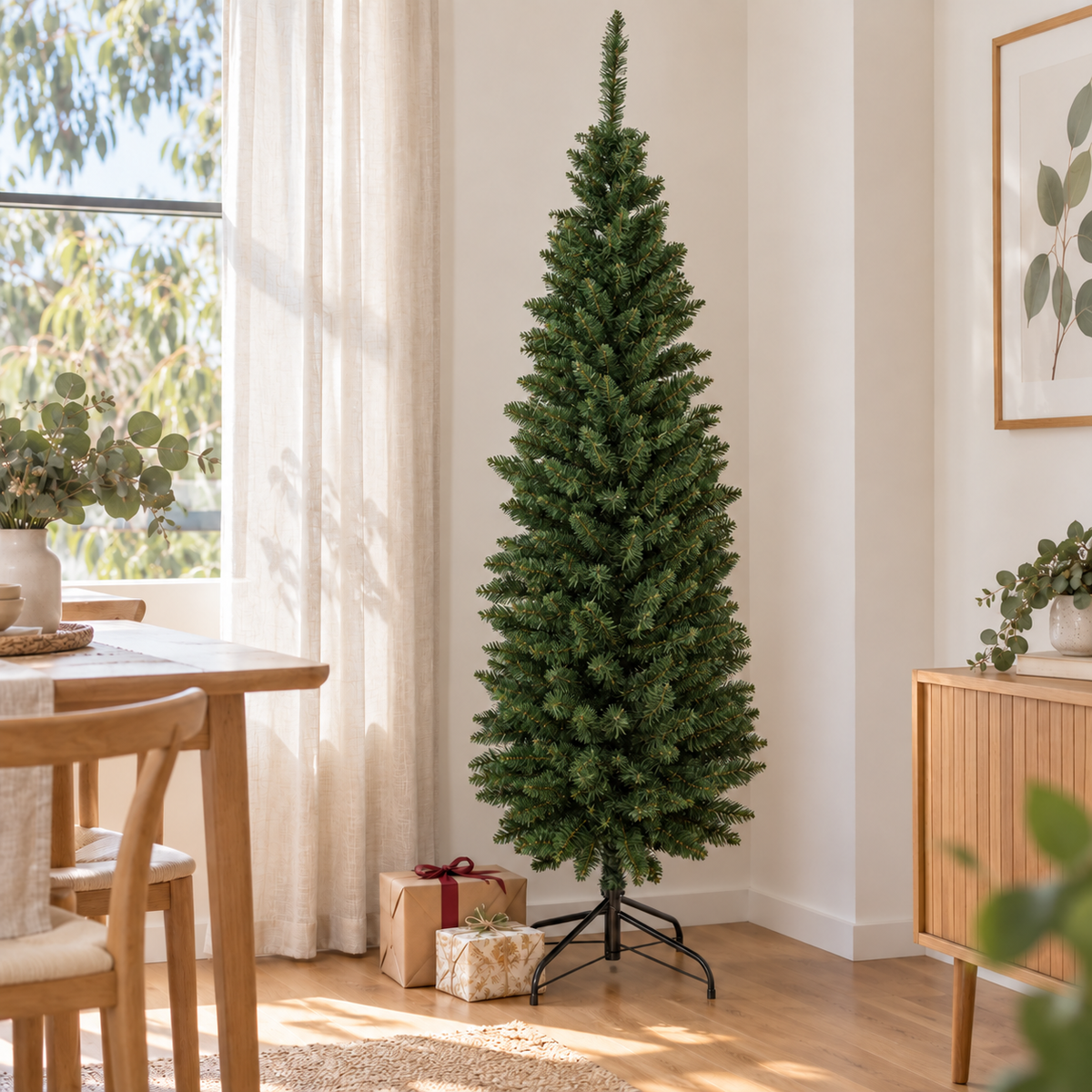 6FT Slim Green Fir Christmas Tree with 300 Tips