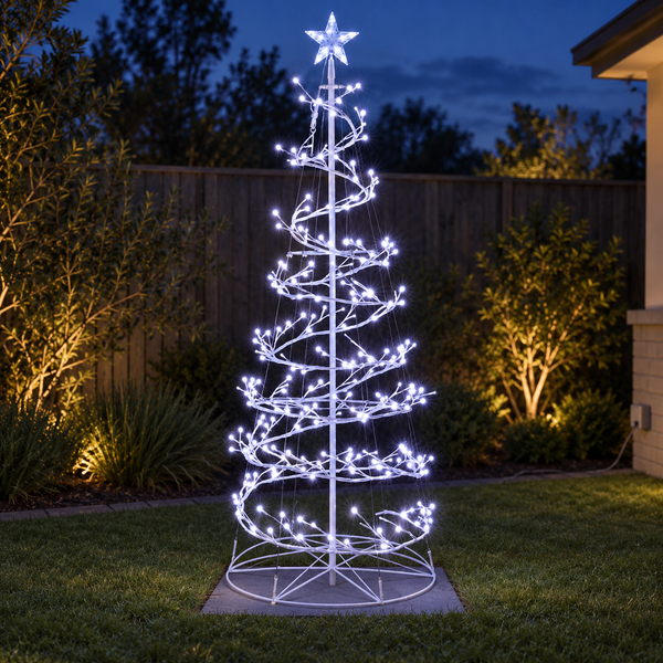 6FT Spiral LED Christmas Tree with 320 Cold White LEDs