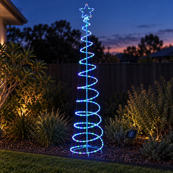 8FT Solar Spiral LED Christmas Tree with Star Topper