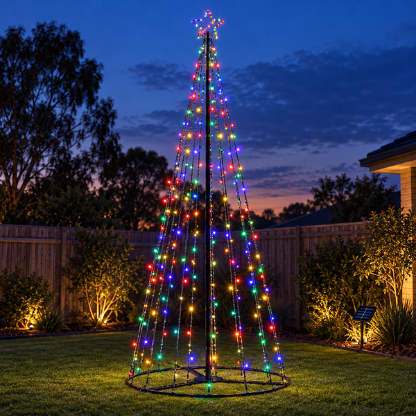 12FT Solar Multicolour LED Christmas Tree with Star Topper