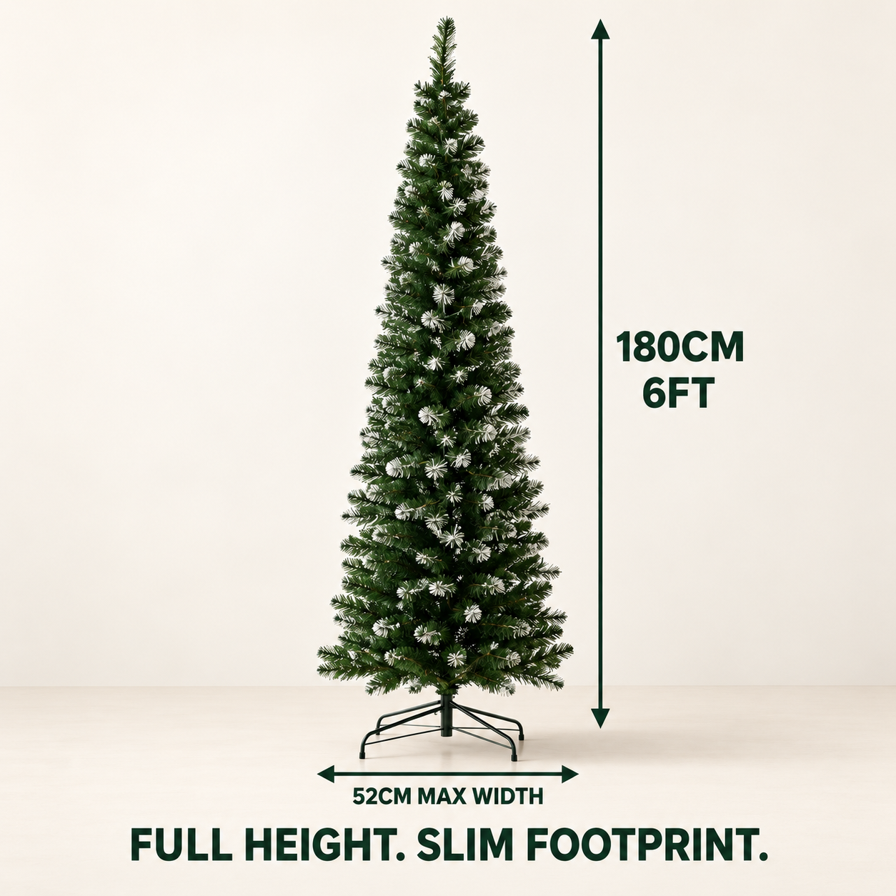 6FT Slim Snow-Tipped Christmas Tree with 300 Tips