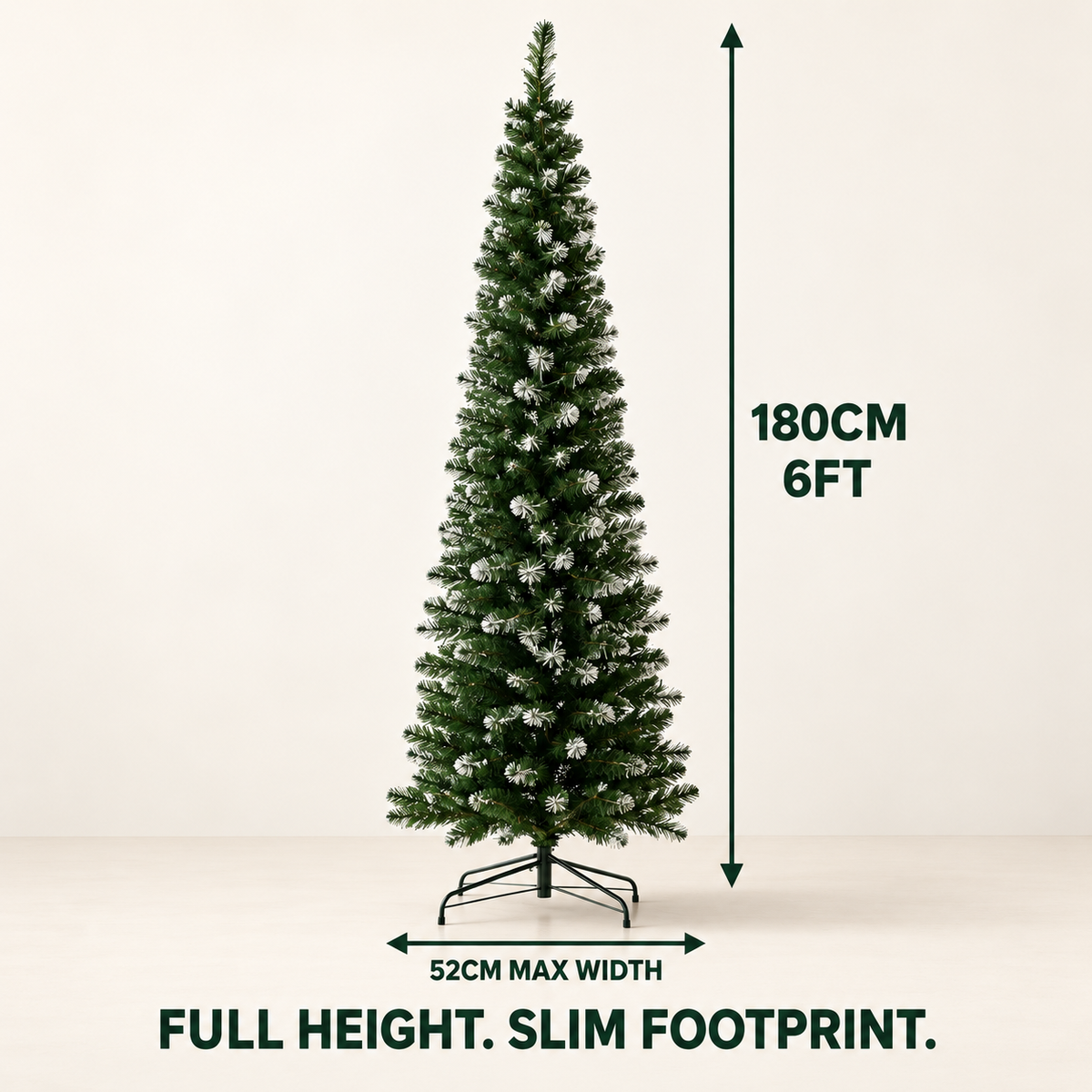 6FT Slim Snow-Tipped Christmas Tree with 300 Tips