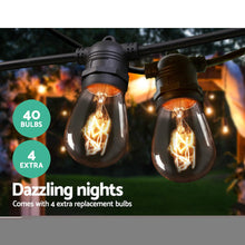 38M Outdoor Festoon String Lights with Replacement Bulbs