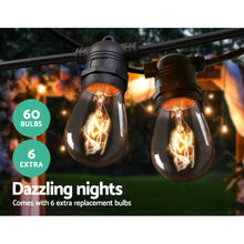 56M Outdoor Festoon String Lights with Replacement Bulbs