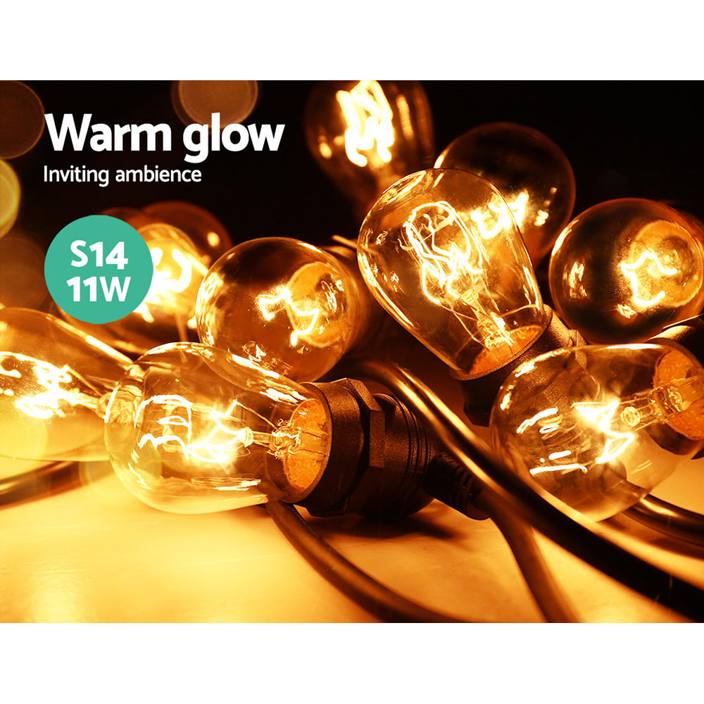 56M Outdoor Festoon String Lights with Replacement Bulbs
