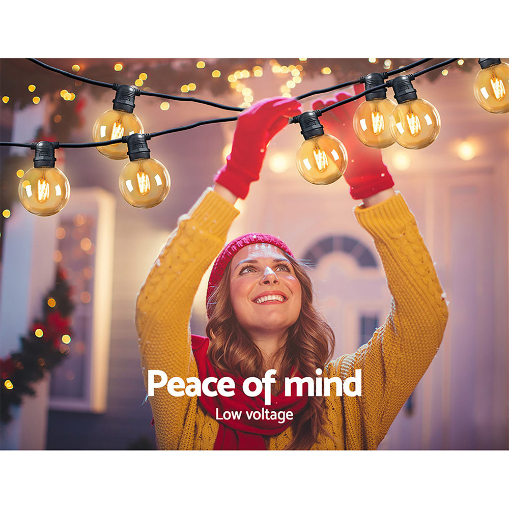 50M LED Festoon String Lights with 50 Warm White Bulbs