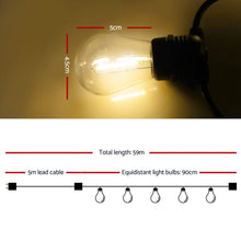 59M LED Festoon String Lights – 60 Bulbs, Warm White