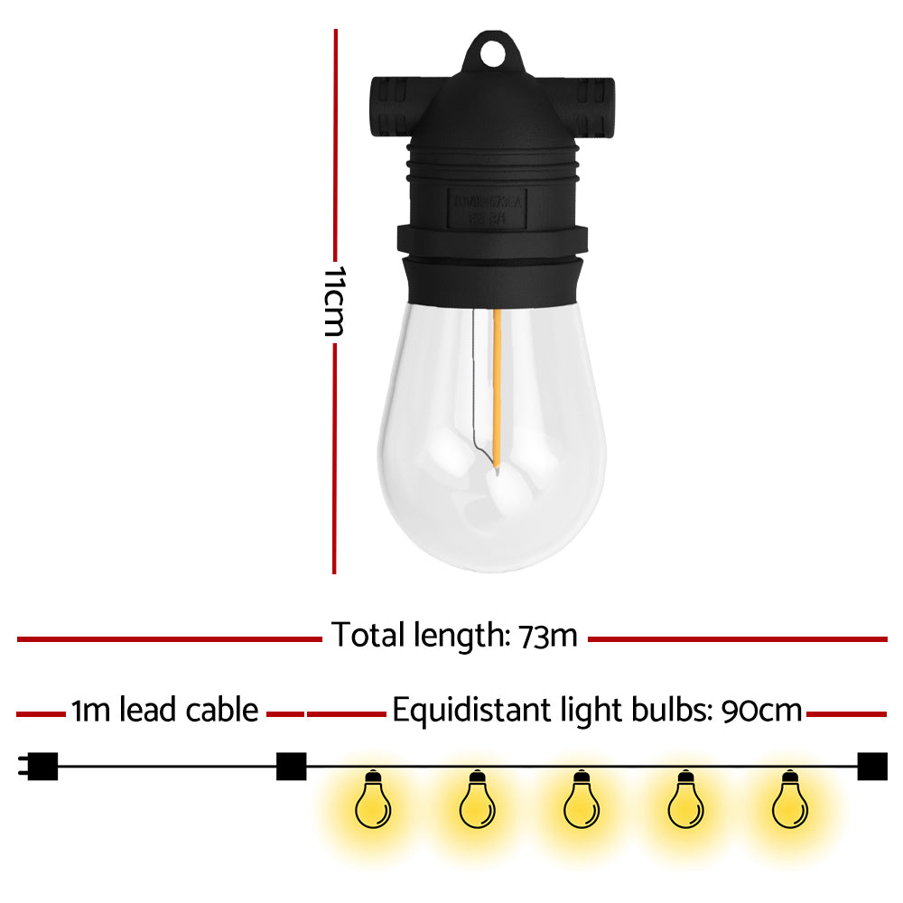 73M Festoon String Lights with 80 Warm White Bulbs