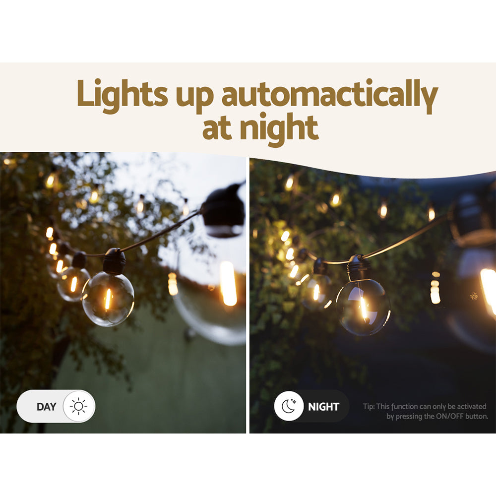 17M Solar Festoon String Lights with 15 Warm White Bulbs