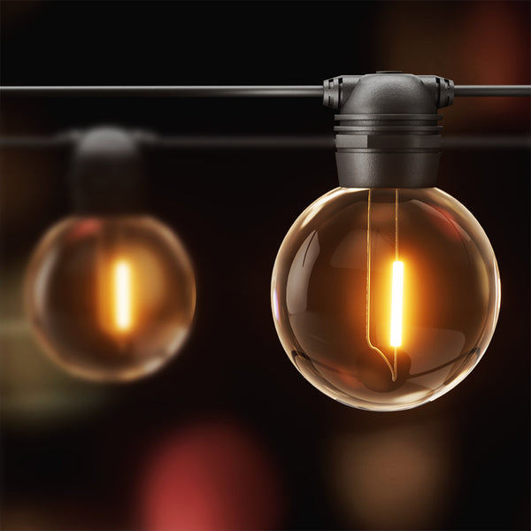 17M Solar Festoon String Lights with 15 Warm White Bulbs