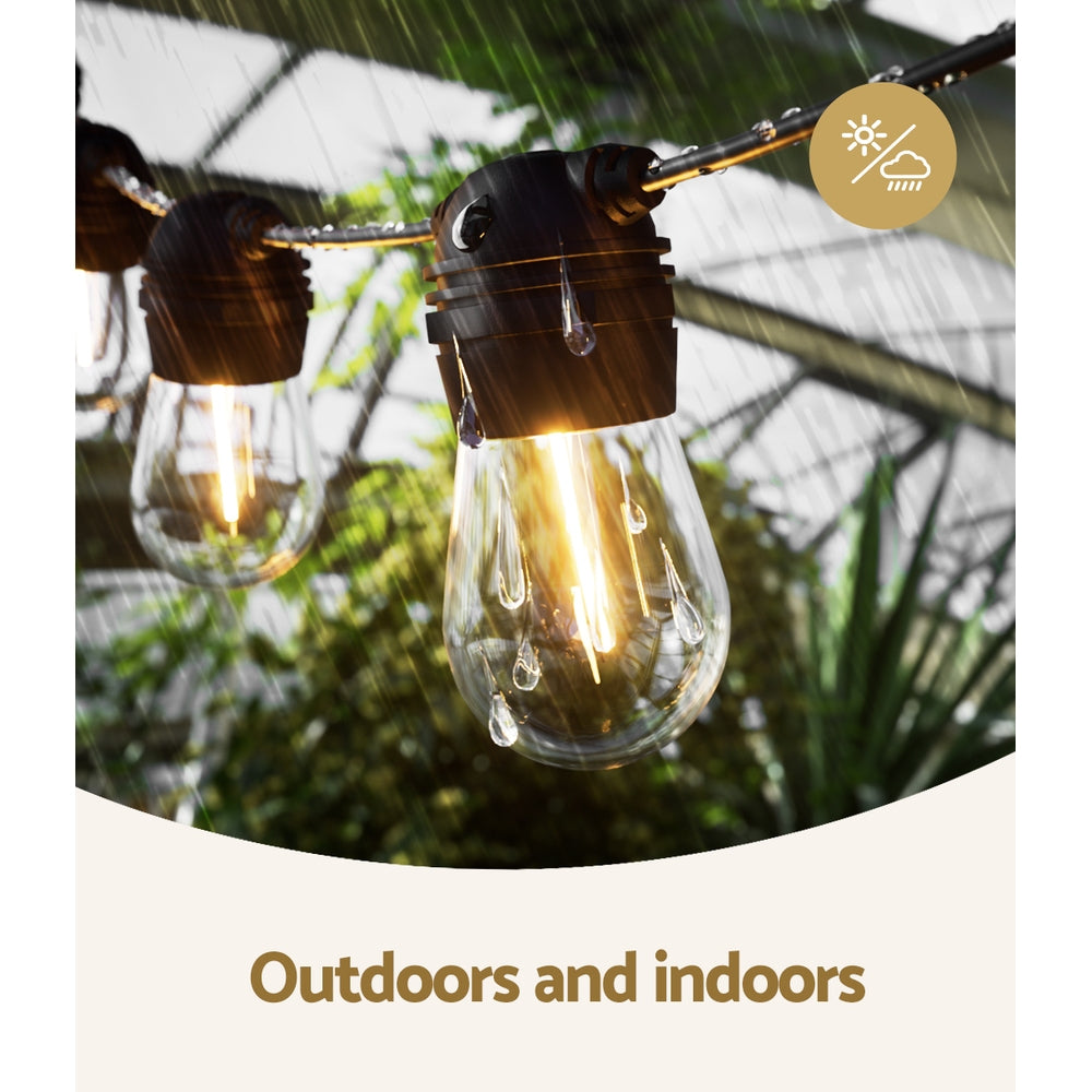 23M Solar Festoon String Lights with 20 Warm White Bulbs