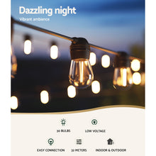 32M Solar Festoon String Lights with 30 Warm White Bulbs
