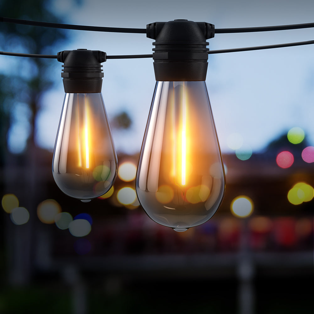 50M Solar Festoon String Lights – 50 Bulbs, Warm White LED