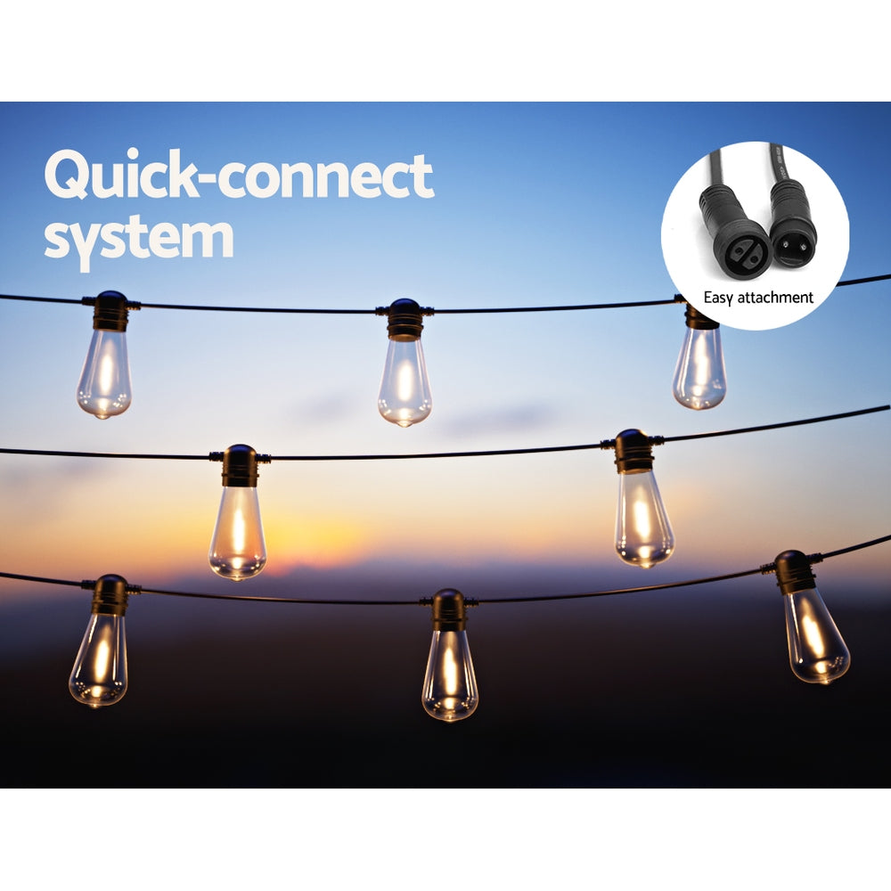 50M Solar Festoon String Lights – 50 Bulbs, Warm White LED