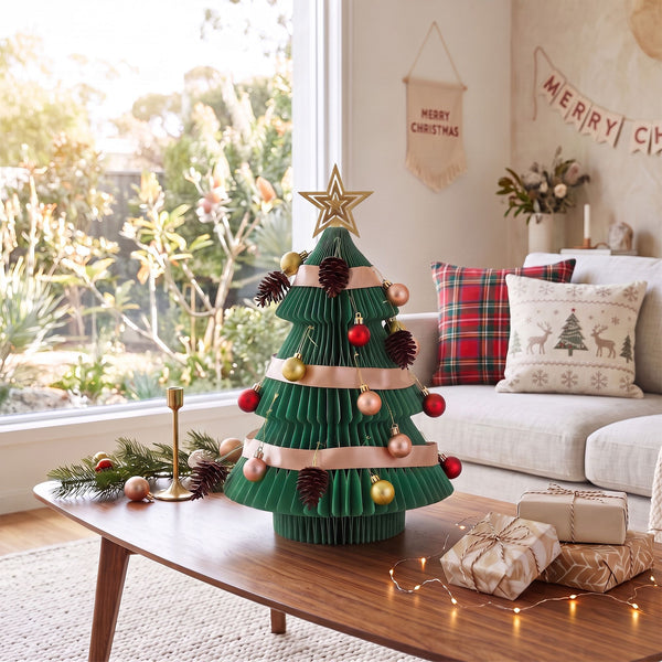 47CM Foldable Paper Christmas Tree with Star Topper & Ornament Set