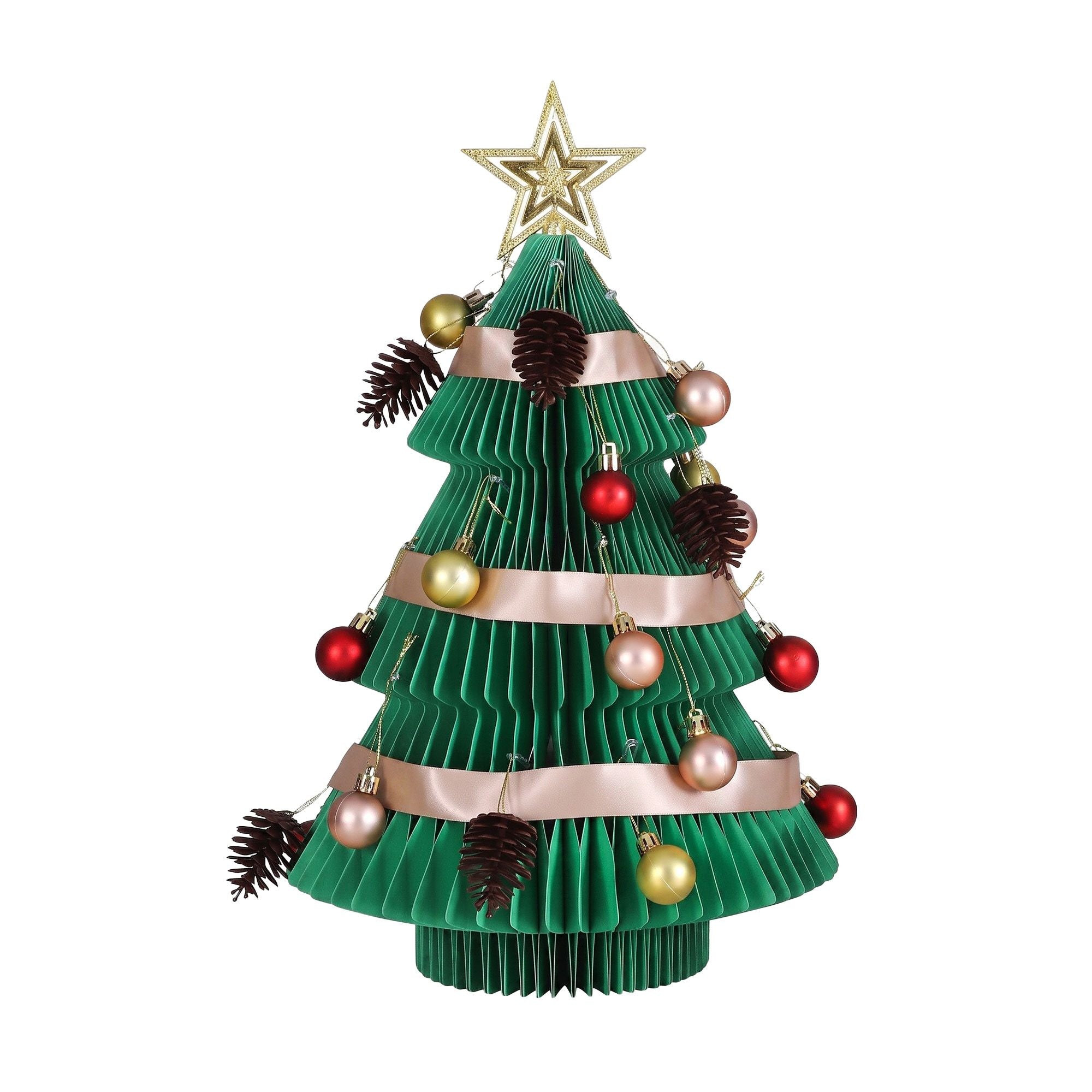 47CM Foldable Paper Christmas Tree with Star Topper & Ornament Set