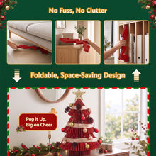47CM Red Foldable Paper Christmas Tree with Star Topper & Ornament Set