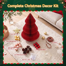 47CM Red Foldable Paper Christmas Tree with Star Topper & Ornament Set