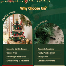 61CM Green Foldable Paper Christmas Tree with Star Topper & Ornament Set