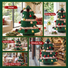 61CM Green Foldable Paper Christmas Tree with Star Topper & Ornament Set