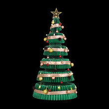 111CM Foldable Paper Christmas Tree with LED Lights, Star Topper & Ornament Kit
