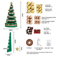 111CM Foldable Paper Christmas Tree with LED Lights, Star Topper & Ornament Kit